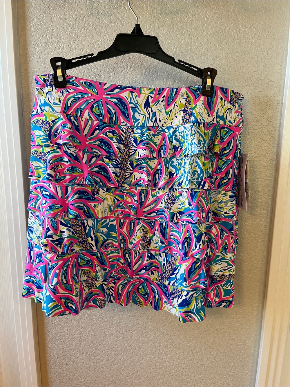 Lulu-B Cha Cha Ruffle Tiered Skort Skirt Medium Colorful Floral UPF50+ NWT